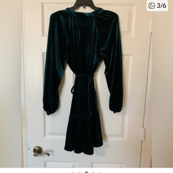 Alex Marie NWT Dark Green Velvet Long Sleeve Dress size 6 - Picture 5 of 6
